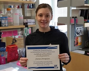 Jana Jenquin awarded certificate of excellence at CNG Symposium »  Department of Biochemistry and Molecular Biology » College of Medicine » University of Florida