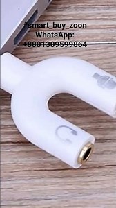 U-Shape Converter- 3.5mm Audio Splitter For Headphone and Microphone- White