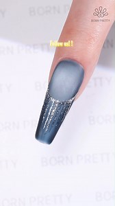 Glittering, like snow falling.💙❄ Using #bornpretty 💙6 Colors Retro Cat Magnetic Gel: 05 (59841) 💅Matte Top Coat (59221) ✨2 Bottles Platinum Gold & Silver Paint Gel: Silver (59212) 💅Super Top Coat(58775) Tap the bio or visit bornpretty.com and search the product id to find more colors 🥰 #nailart #nailsdesign #gelnails #naillover #glitternails #frenchnails #winternails #allshinonme | Bornpretty
