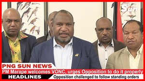 PNG Prime Minister, James Marape welcomes the looming Vote-of-No-Confidence being planned against him during the September Sitting of Parliament. He urged the Parliamentary Opposition to re-file it properly, not to repeat the same mistakes identified in the motion. Subscribe to our Youtube Channel for this news and many other exclusively authentic video contents: https://youtu.be/0hcmQl0aZ9U #jamesmarape #pnggovernment #pngopposition #pngsunnews #png #vonc #pngsun #news | PNG SUN