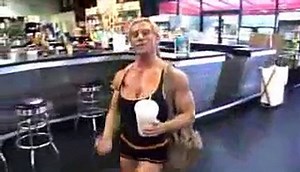 Jonna Thomas Female Body Builder training in the gym