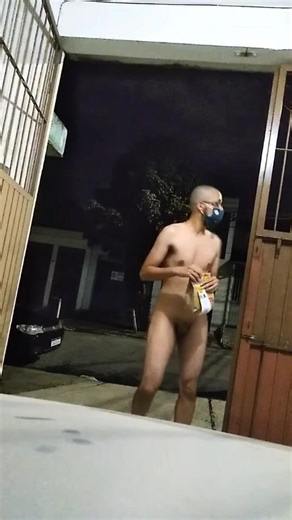 Small dick guy getting the delivery naked