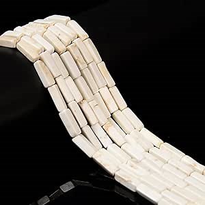 4x14mm White Howlite Turquoise Stone Bead Rectangle Column Tube DIY Beads for Bracelets Jewelry Making Keychain
