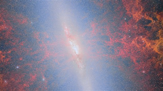 Close-up: The Center of Galaxy Messier 82 in Ursa Major | Webb Telescope FriendsofNASA.org: This James Webb Space Telescope picture is a nearby galaxy that outshines the Milky Way. This galaxy, called Messier 82 (M82) or the Cigar Galaxy, is situated just 12 million light-years away in the constellation Ursa Major. Despite being smaller than the Milky Way, M82 is five times as luminous as our home galaxy and forms stars ten times faster. M82 is classified as a starburst galaxy because it is form