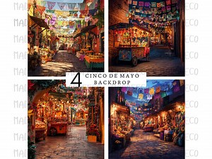 Cinco De Mayo Digital Backdrop, Mexican Fiesta Party Street Scene, Vibrant Bokeh Streetlights, Digital Background. - Etsy