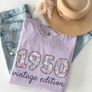 Comfort Colors® 75th Birthday Shirt, Vintage 1950 Shirt, 75th Birthday Gifts for Women, 75th Birthday Friend, 75 Retro Floral Birthday Shirt - Etsy
