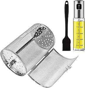 Amazon.com: Rotating Basket, Coffee Roaster Drum - Premium 360 Degree Rotatable Heating Stainless Steel Oven Racks Oven Basket & BBQ Spritzer Bottle & Silicone Cooking Brushes: Home & Kitchen