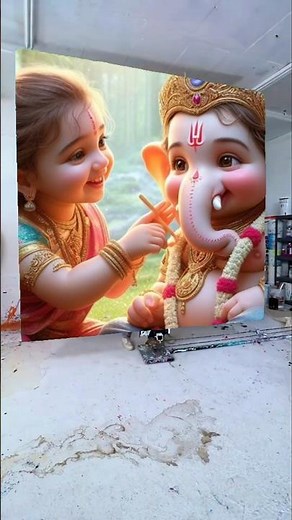 Ganpati Bappa drawing photo 🥰🙏🌺 #shorts #youtubeshorts #viralshorts #ganesh #ganpatibappamorya