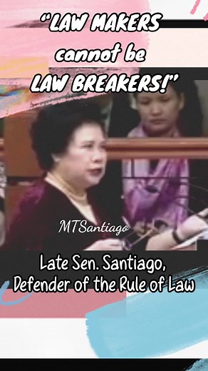 “We made that law. Now we are going to break that law? Law makers cannot be law breakers!”This was what the late Sen. Miriam Defensor Santiago said in one of her speeches at the Senate, during the Impeachment Trial of the late former Supreme Court Justice Renato Corona, regarding the Bank Secrecy Law. #MiriamDefensorSantiago #IronLadyOfAsia #RuleOfLaw #defender of the #Constitution #idoloftheyouth #BestPresidentWeNeverHad #feistysenator #Incorruptible #platinumlady #DragonLady #RuleOfLaw #defend