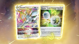 The powerful Arceus #VSTAR coupled with Double Turbo Energy makes for a speedy combo that can deal heavy damage and power up other Pokémon V! ⭐⭐ | Pokémon TCG