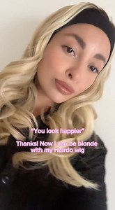 Brunette in the bio, blonde in the mirror ✨ Try a new hair color with our Soft Curls Headband Wig! Mimi is wearing it in Rooted Golden Wheat. shop: https://bit.ly/3CW3CPJ | Hairdo | Facebook