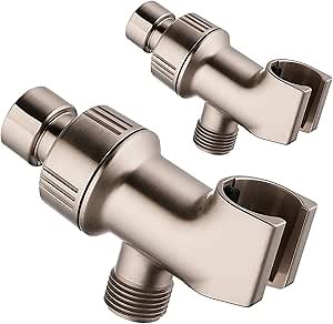2PCS Universal Handheld Shower Head Holder - Adjustable Arm Mount Bracket With Brass Swivel Ball, Stand - Brushed Nickel