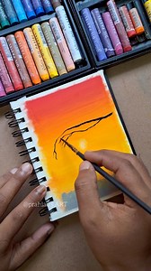 417K views · 2.1K reactions | A quiet sunset, a glowing lantern, and peaceful thoughts  #art #artist #sunset #scenery #drawing #oilpastel #oilpastelart @topfans | Prahlad's ART | Facebook