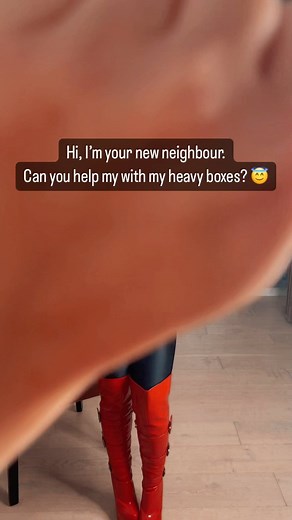 Princess Elli on Instagram: "They are way too heavy for a small 4’10 girl like me and I need a strong man like you  #blonde #heels #leather #leggings"