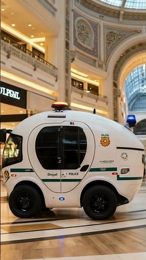 Advanced Humanoid Security Robot Patrolling a Luxury Dubai Mall
