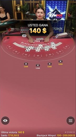 21 Blackjack Session Multi Hand Side Bet ($140 3x Hand Bet) | Winpot Casino App 🎰