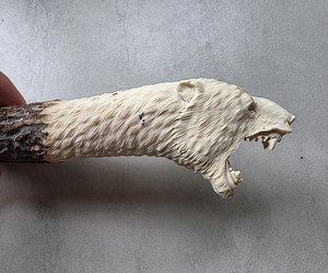 Hand Carved Deer Antler Knife Handle – Bear Head Design | for Custom Knife - Etsy