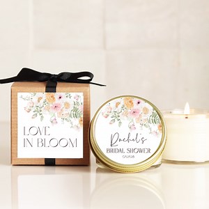 Pink Floral Bridal Shower Favors: Personalized Soy Candle - Etsy