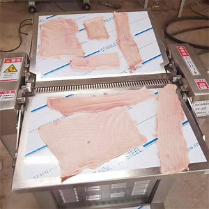 [Hot Item] 0.6mm Electric Semi-Automatic Fresh Pork Meat Cutter Skinner Pork Hindquarter Skin Peeling Machine