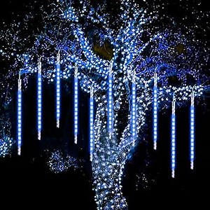 WASAGA Meteor Shower Lights, LED Rain Lights 20 Tubes 960 LEDs (2 Pack) 50cm Christmas Icicle Drop Lights Snow Lights for Christmas Wedding Party Urban Night Lighting New Year Garden Tree Home Decor