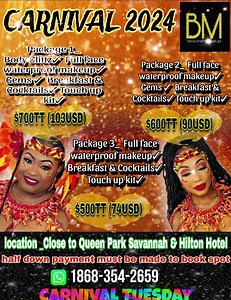 Carnival Monday _San Fernando Carnival Tuesday _Port of Spain Book spot now | Beyond Makeup | Facebook