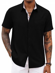 HAOMEILI Men's Button Down Shirts Short Sleeve Casual Shirts Summer Beach Shirts Vacation Wedding Shirts with Pocket - Walmart.com