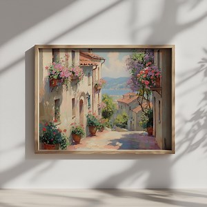 Italian Village Street Vintage Painting - Romantic Mediterranean Landscape, Rustic Sunlit Scene, Printable Cottagecore Wall Decor 881 - Etsy Canada