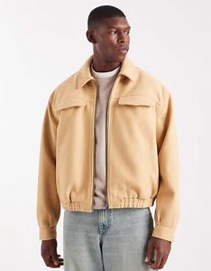 ASOS DESIGN - Giacca harrington squadrata effetto lana color cammello | ASOS