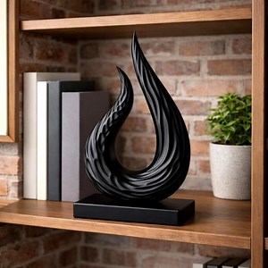 Sculpture moderne en bois noir, décoration de table abstraite, décoration minimaliste pour bureau à domicile, cadeau d'art fait main - Etsy France