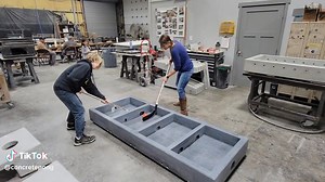 Box hockey is a riot! The kids line up and the adults want a turn too ;) www.concretetabletennis.com | Stone Age Concrete Table Tennis | Facebook
