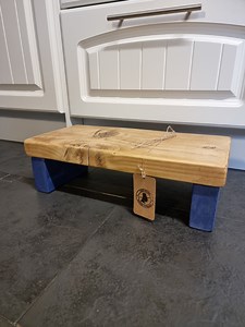 Handmade Wooden Step Stool / Kitchen Step / Kid Step / Bathroom Step / Plant Stand / Light Oak Wax Tread With Blue Legs - Etsy Australia