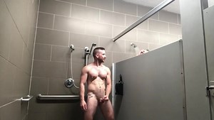Jerking off in the gym shower while someone watches - Jayson Parker (jaysonparker801) - Watch gay porn for free on GayForFans.com