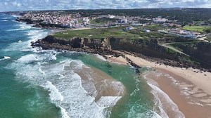 Stunning Praia Grande Beach at Sintra District of Lisbon in Portugal.. Nature Beach.