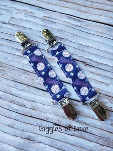 Pair of Mitten Clips - Double Sided - Boy Girl Infant Toddler Child Winter Accessory - Baseball - Etsy