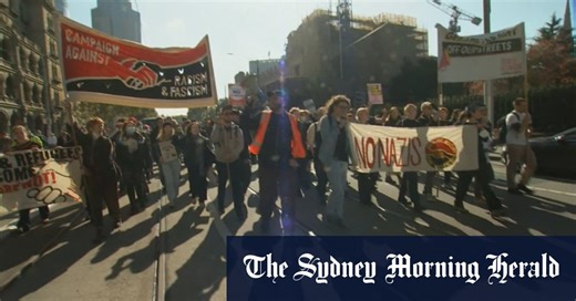 Neo-Nazis clash with counter-protesters at Victorian parliament