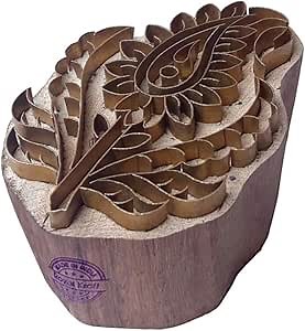 Crafty Print Block Brass Paisley Pattern Wooden Clay Stamp