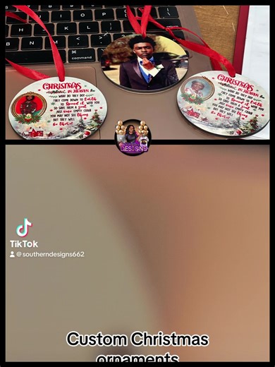 Custom Christmas 🎄 ornaments (2) double sided you can choose from memorable or a regular design or pic price is $12 for two double sided ornaments single pics only !!! @followers You can order online or in store http://sweet-ambition.square.site/ I don’t own copyrights to background music | Southern Designs