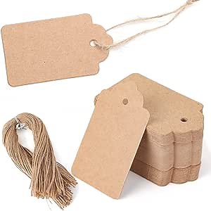 Starrky 150 PCS Kraft Paper Gift Tags with String, Blank Tags for Wedding, Birthday, Christmas, Thanksgiving Day