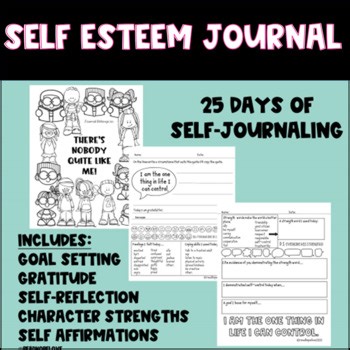 Self Esteem Journal | Self Esteem Worksheets | Self Esteem Workbook