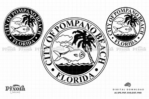 Siegel von Pompano Beach Florida SVG-Bundle, Pompano Beach Abzeichen, Pompano Beach Florida Logo Cricut und Silhouette Cut Files - Etsy.de