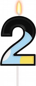 2nd Birthday Candle for Boys Girls - Number 2 Candle, Blue Dog Cake Decorations, Blue Cartoon Themed Birthday Party Supplies