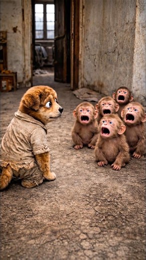 Poor Puppy Takes Care of Crying Baby Monkeys😢 | Emotional Short Film