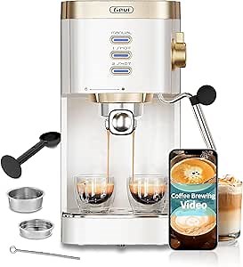 Gevi Espresso Machines, 20 Bar High Pressure Cappuccino Machine with Steam Wand， Espresso Maker with Milk Frother for Espresso, Cuppuccino espresso, Latte Machine for home