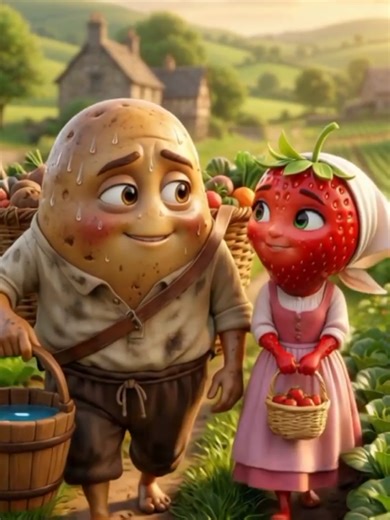#part1 aloo and strawberry sad love story 😭💔#potato #strawberry #viralvideo #aicharacters