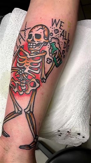 Relaxed Skeleton Traditional Tattoo Time Lapse