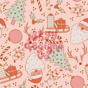 Muted Santa Christmas Seamless Pattern, Festive Holiday Pattern Paper Digital Download - Etsy Canada