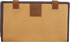 FLIGHT OUTFITTERS Unisex Bush Pilot Logbook Case | Grab-and-Go Canvas Organizer with Leather Closures | Multiple Pockets for Logbook and Accessories | One Loop for Storing a Pen or Stylus, Large