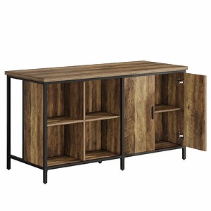 Tribesigns 63-Inch Bar Table, Industrial Counter Height Pub Table with 2-Tier Storage Shelves - Walmart.com