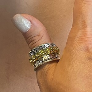 spinner ring silver tone fidget ring, spinning ring, anxiety ring