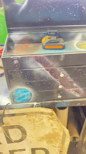 Old toolbox repainted #painting #restoration #graffiti #space | Teddy Paul Battles
